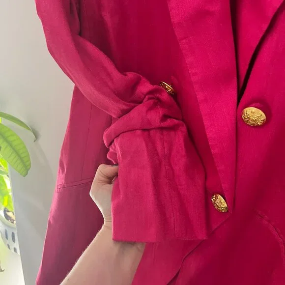 Veronica Beard Hot Pink Linen Blazer Size 14